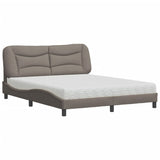 Lit avec matelas taupe 160x200 cm tissu