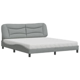 Lit avec matelas gris clair 180x200 cm tissu