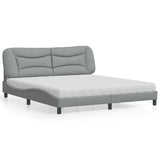 Lit avec matelas gris clair 180x200 cm tissu