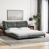 Lit avec matelas gris foncé 180x200 cm tissu