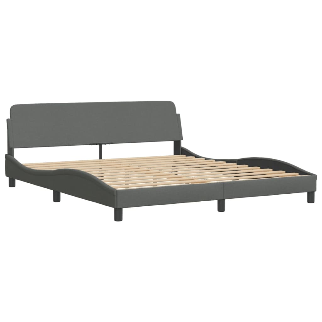 Lit avec matelas gris foncé 180x200 cm tissu