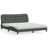 Lit avec matelas gris foncé 180x200 cm tissu