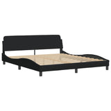 Lit avec matelas noir 180x200 cm tissu