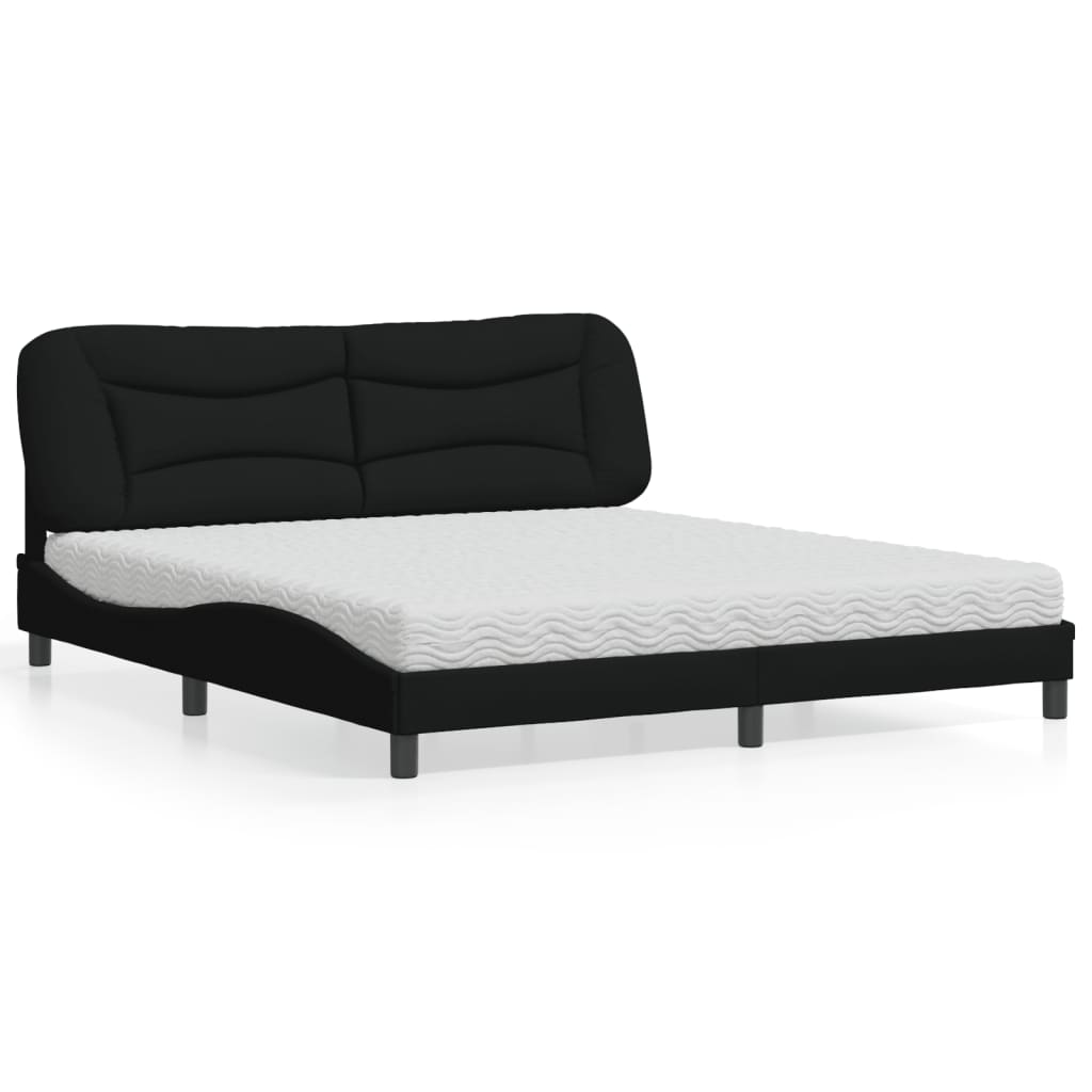 Lit avec matelas noir 180x200 cm tissu