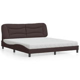 Lit avec matelas marron foncé 180x200 cm tissu