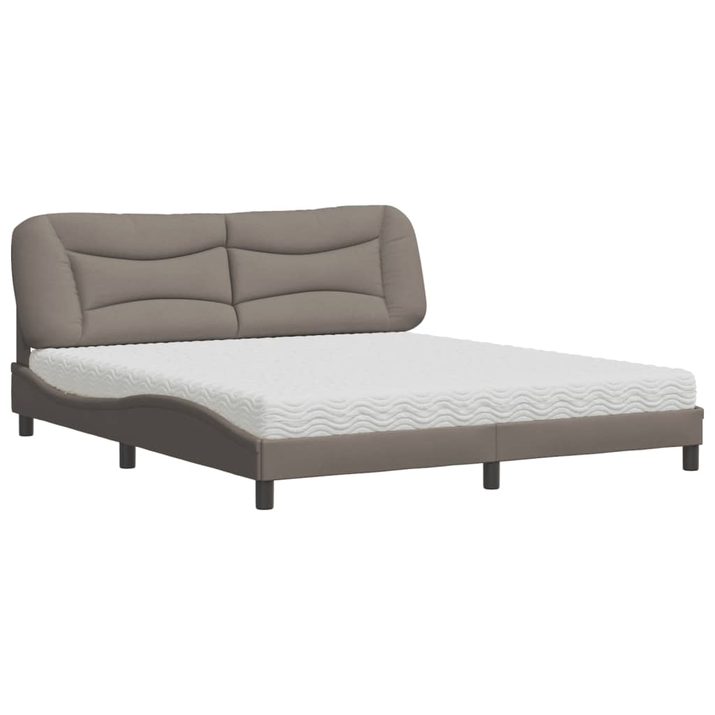 Lit avec matelas taupe 180x200 cm tissu