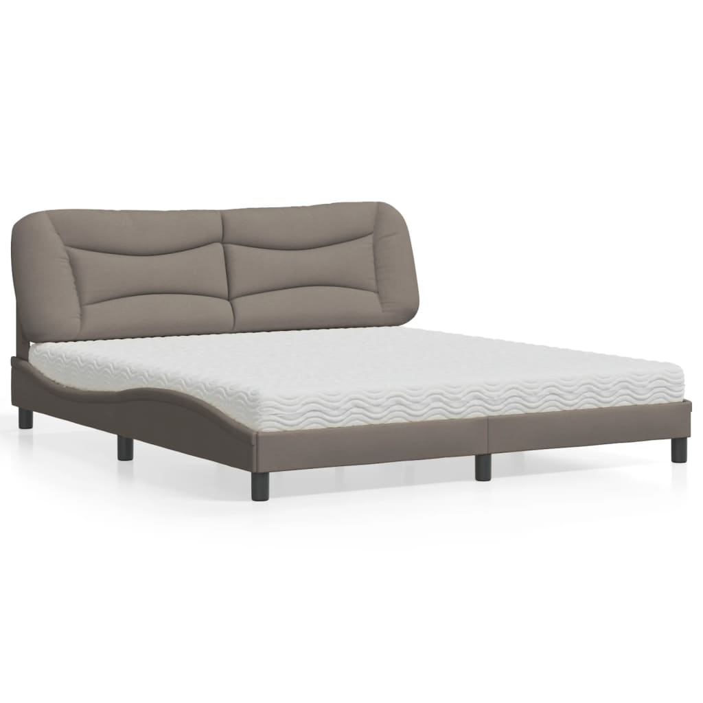 Lit avec matelas taupe 180x200 cm tissu