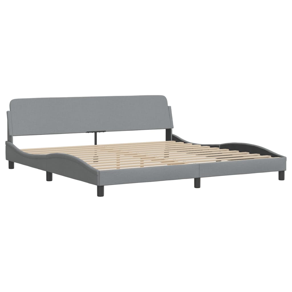 Lit avec matelas gris clair 200x200 cm tissu