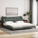 Lit avec matelas gris foncé 200x200 cm tissu