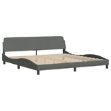 Lit avec matelas gris foncé 200x200 cm tissu