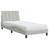 Lit avec matelas gris clair 80x200 cm velours