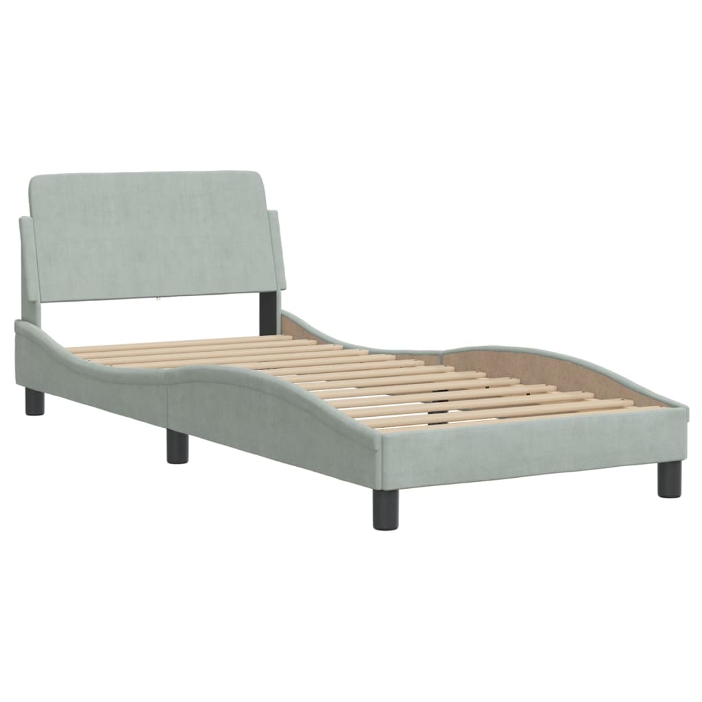 Lit avec matelas gris clair 80x200 cm velours