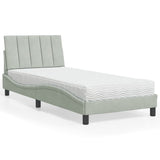 Lit avec matelas gris clair 80x200 cm velours