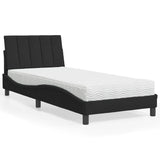 Lit avec matelas noir 80x200 cm velours