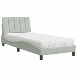 Lit avec matelas gris clair 90x190 cm velours