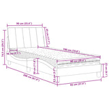 Lit avec matelas gris clair 90x190 cm velours