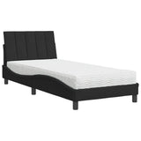 Lit avec matelas noir 90x190 cm velours