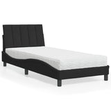 Lit avec matelas noir 90x190 cm velours