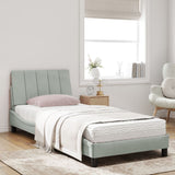 Lit avec matelas gris clair 90x200 cm velours