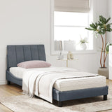 Bed with dark gray mattress 90x200 cm velvet