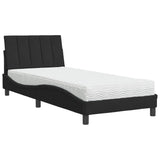 Lit avec matelas noir 90x200 cm velours