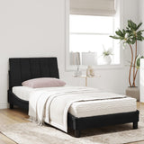 Lit avec matelas noir 90x200 cm velours