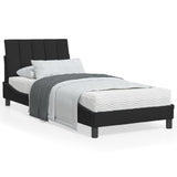 Lit avec matelas noir 90x200 cm velours