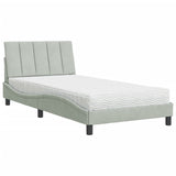 Lit avec matelas gris clair 100x200 cm velours