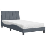 Lit avec matelas gris foncé 100x200 cm velours