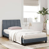 Lit avec matelas gris foncé 100x200 cm velours