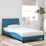 Lit avec matelas bleu 100x200 cm velours