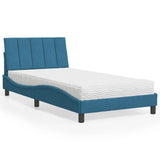 Lit avec matelas bleu 100x200 cm velours