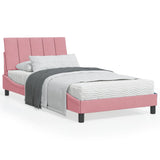 Lit avec matelas rose 100x200 cm velours