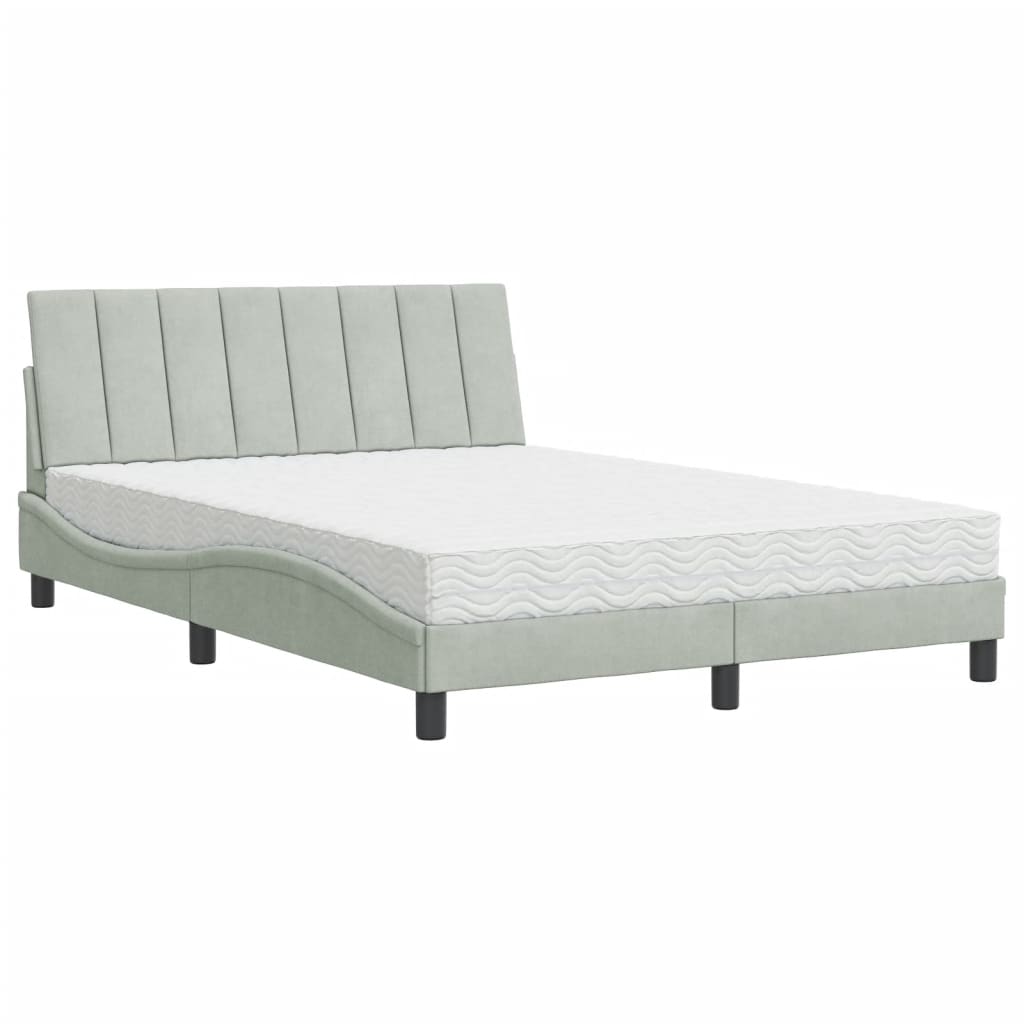 Lit avec matelas gris clair 120x200 cm velours