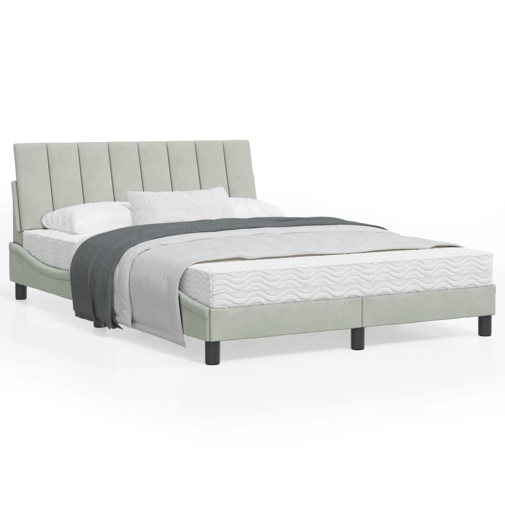 Lit avec matelas gris clair 120x200 cm velours