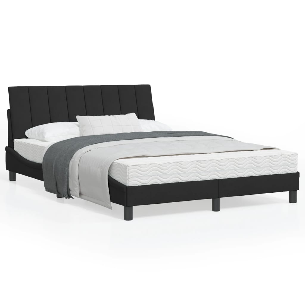 Lit avec matelas noir 120x200 cm velours