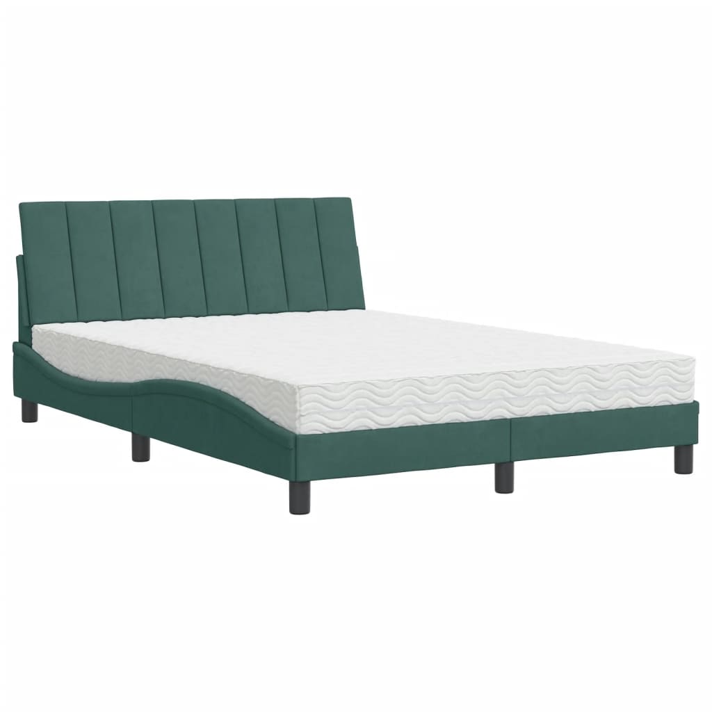 Lit avec matelas vert foncé 120x200 cm velours