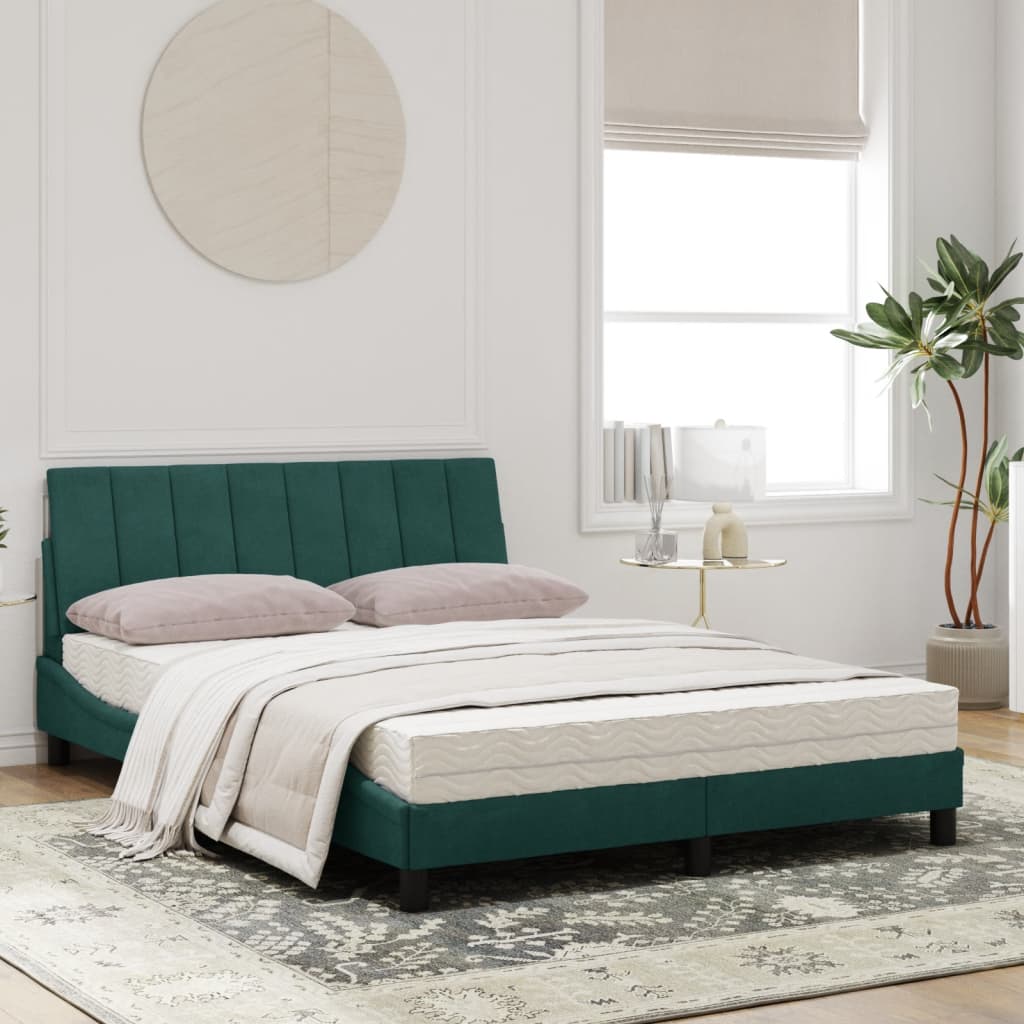 Lit avec matelas vert foncé 120x200 cm velours