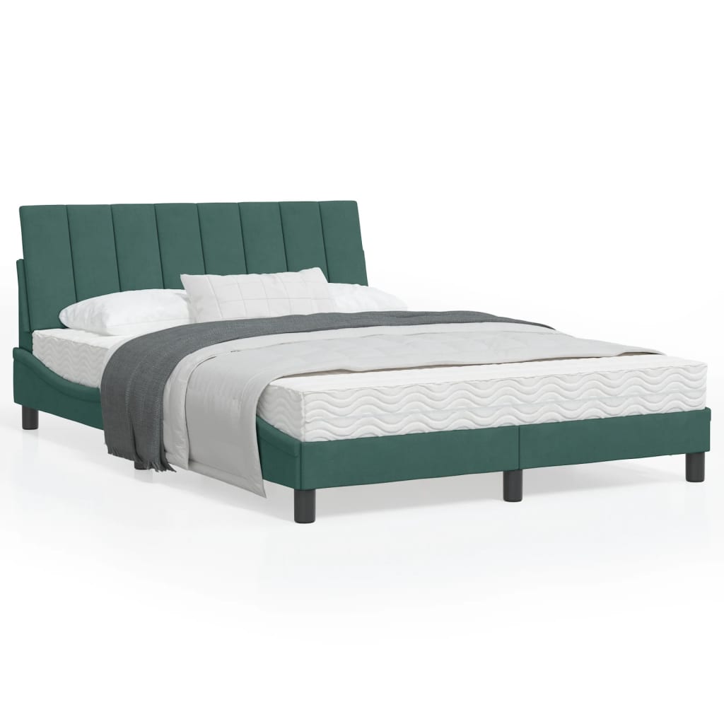 Lit avec matelas vert foncé 120x200 cm velours