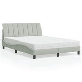 Lit avec matelas gris clair 140x190 cm velours