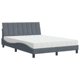 Lit avec matelas gris foncé 140x190 cm velours