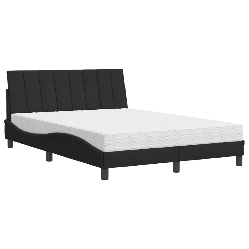 Bed with black mattress 140x190 cm velvet