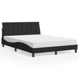 Bed with black mattress 140x190 cm velvet