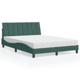 Lit avec matelas vert foncé 140x190 cm velours