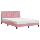 Lit avec matelas rose 140x190 cm velours