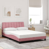 Lit avec matelas rose 140x190 cm velours