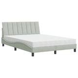 Lit avec matelas gris clair 140x200 cm velours