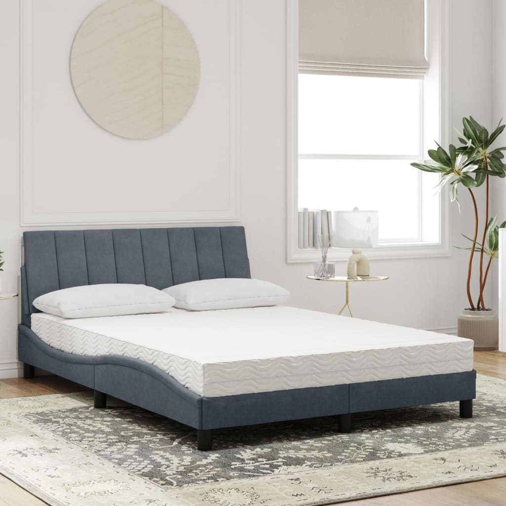 Lit avec matelas gris foncé 140x200 cm velours