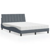 Lit avec matelas gris foncé 140x200 cm velours