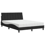 Lit avec matelas noir 140x200 cm velours